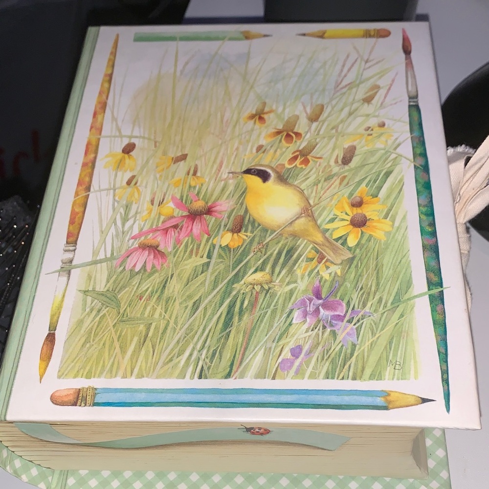 Floral Bird Decorative Box with stationary nwt